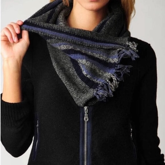 Free People Jackets & Blazers - Free People Knit Moto Jacket Bomber Sweater Black Grey Blue Size Small